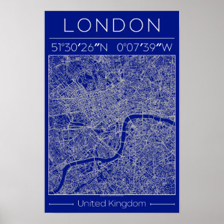 Póster London Blueprint City Map Poster Minimal UK