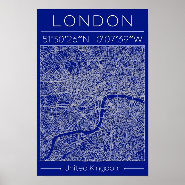 Póster London Blueprint City Map Poster Minimal UK (Frente)