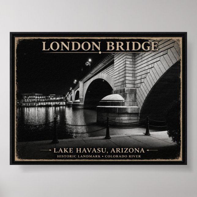 Póster London Bridge Noche en Blanco y Negro (Frente)