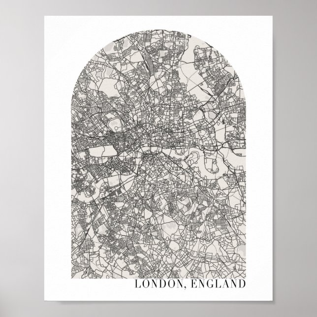 Póster London England Boho Minimal Arch Street Map (Frente)