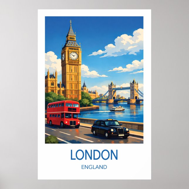 Póster London England Travel Poster Vintage  (Frente)