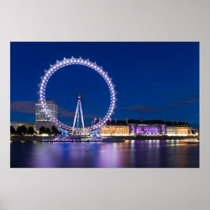 Póster London Eye y Ayuntamiento Nocturno