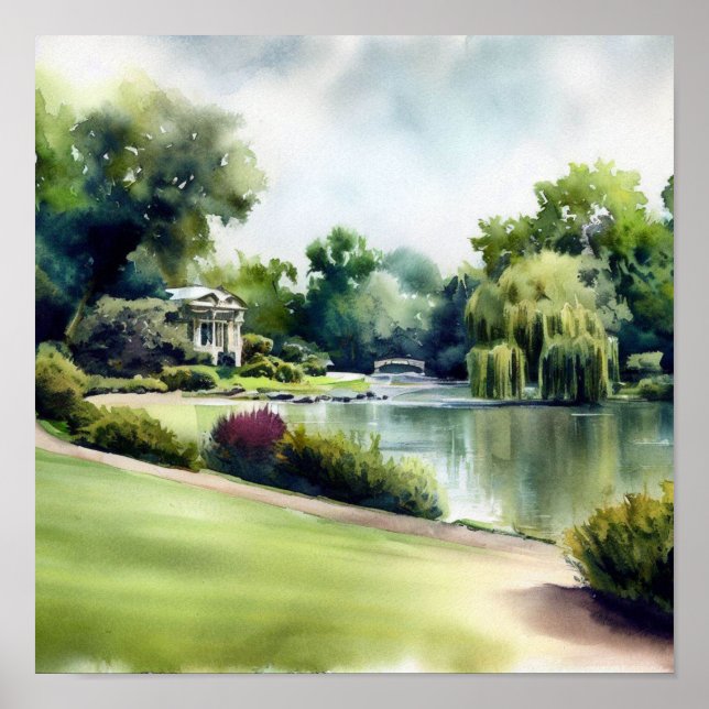 Póster London-Holland Park (B), acuarela (Frente)
