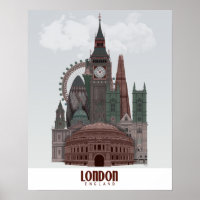 London in Clouds Red and Green