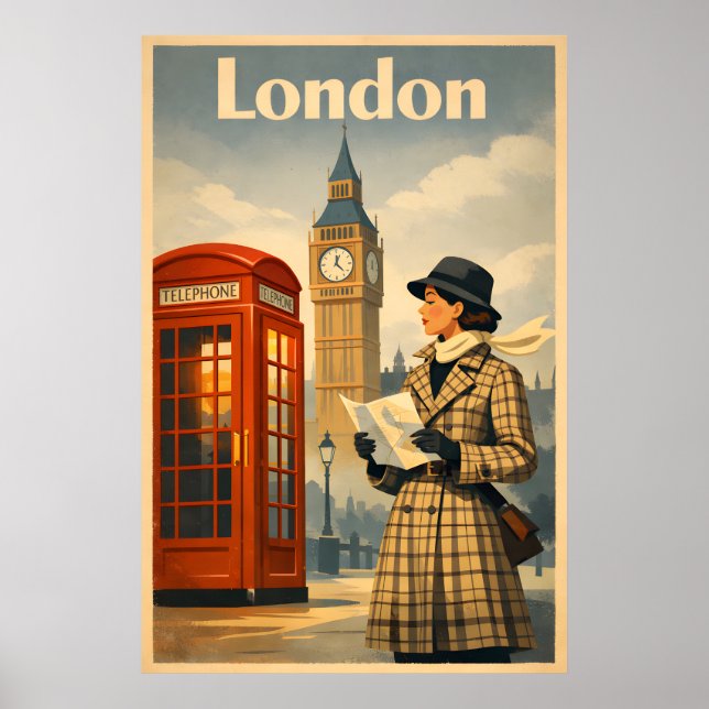 Póster London Mornings – Vintage Retro Travel Poster (Frente)