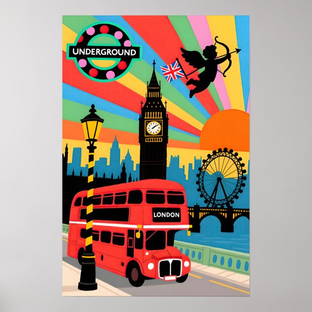Póster London Travel   Pop Art (Frente)