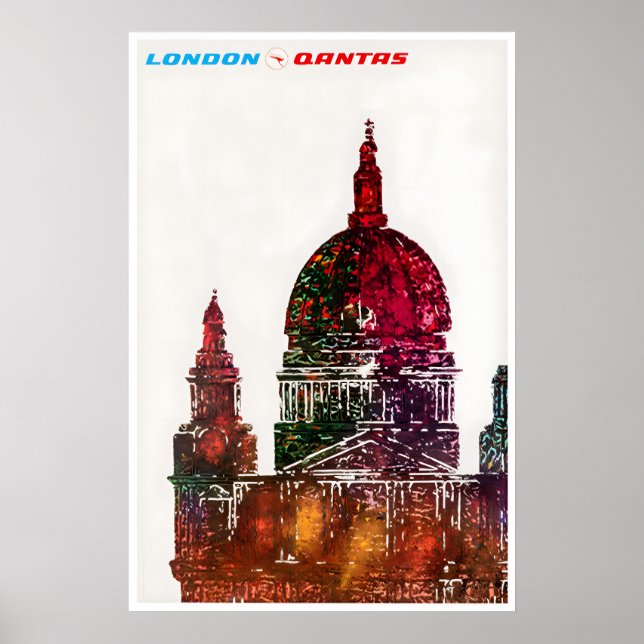 Póster London Travel Poster England Art Qantas Print (Frente)