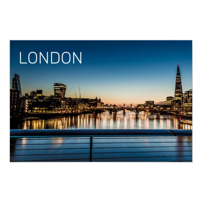 Póster London Uk Skyline Reino Unido Inglaterra Souvenir (Anverso)