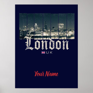 Póster London Uk Skyline Reino Unido Inglaterra vintage