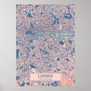 Póster London - United Kingdom Breezy City Map