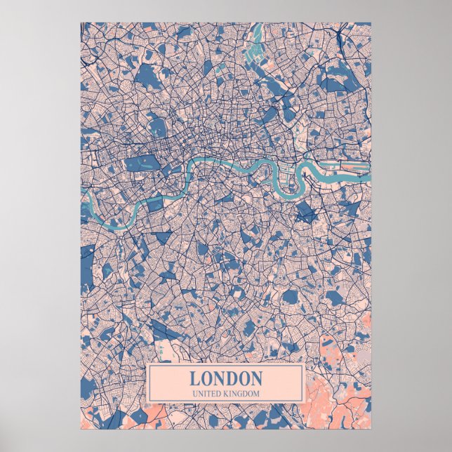 Póster London - United Kingdom Breezy City Map  (Frente)