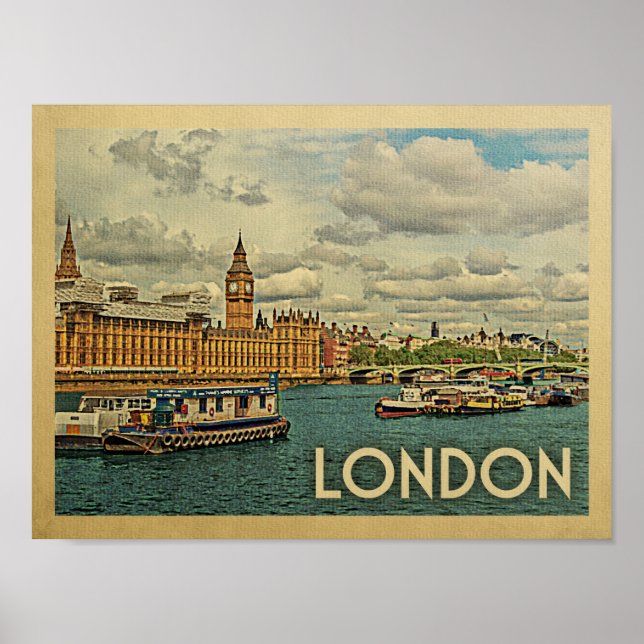 Póster London Vintage Travel Poster (Frente)