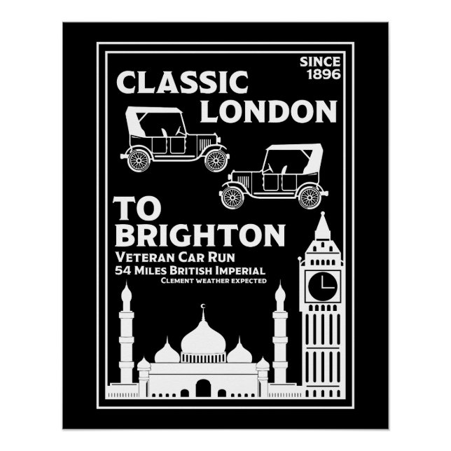 Póster Londres A Brighton Veteran Car Run (Anverso)