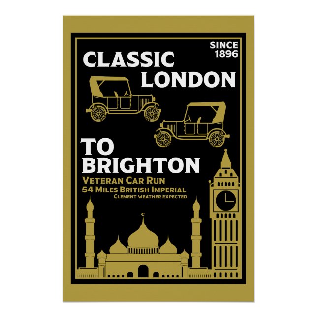 Póster Londres A Brighton Veteran Car Run (Anverso)