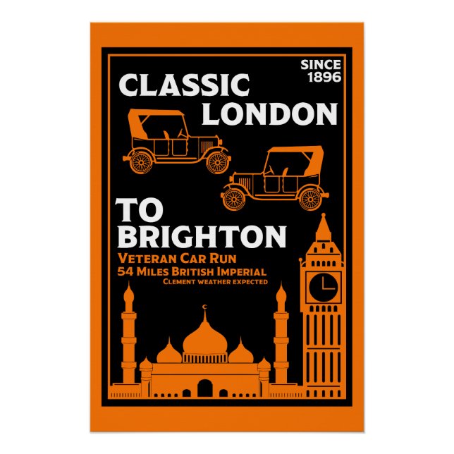 Póster Londres A Brighton Veteran Car Run (Anverso)