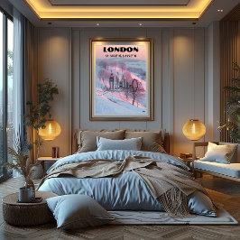 Póster Londres: Arte de línea con coordenadas.