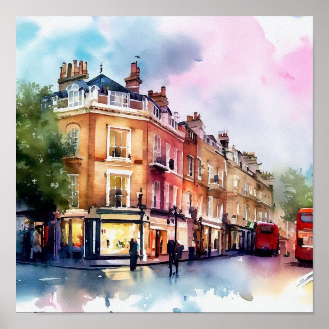 Póster Londres- Covent Garden Piazza, (C), Watercolor (Frente)
