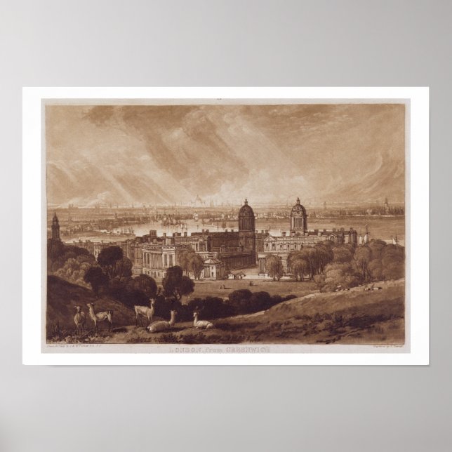 Póster Londres de Greenwich, grabado por Charles Turner (Frente)