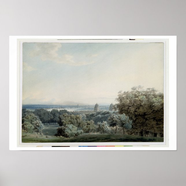 Póster Londres desde Greenwich Hill, c.1791 (p/c, tinta n (Frente)