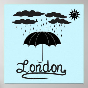 Póster Londres el debajo de un paraguas