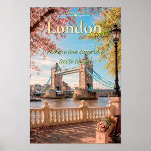 Póster Londres en Flor Puente de la Torre Primavera Escén