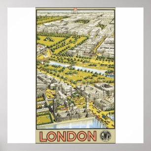 Póster Londres Gwr, vintage