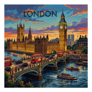 Póster Londres Inglaterra Arte de Viaje Vintage 