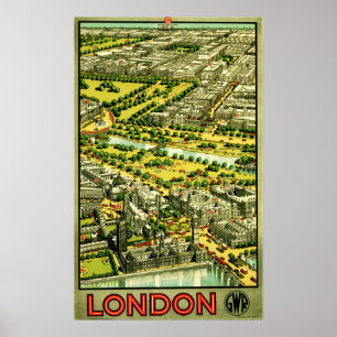 Póster LONDRES INGLATERRA GRAN BRITÁN GWR Vintage Railway