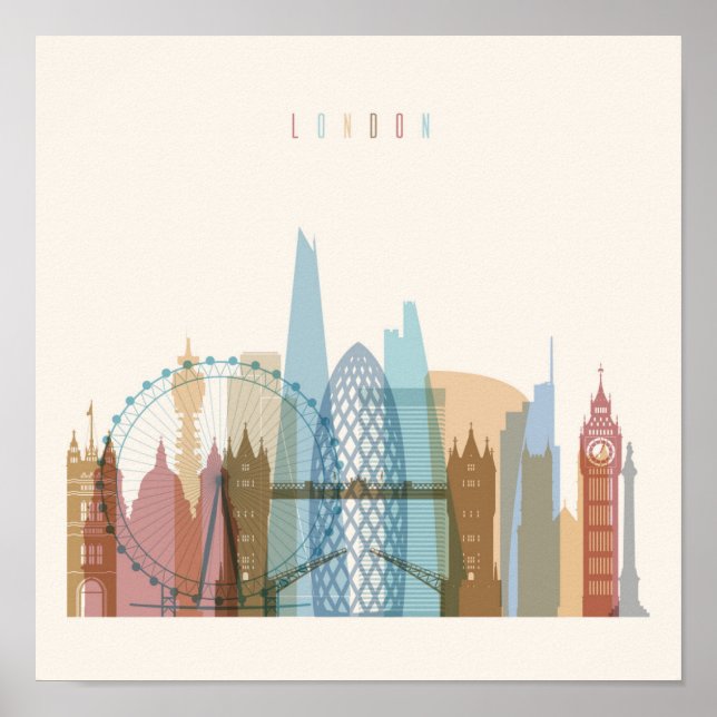 Póster Londres, Inglaterra | Línea de la ciudad (Frente)