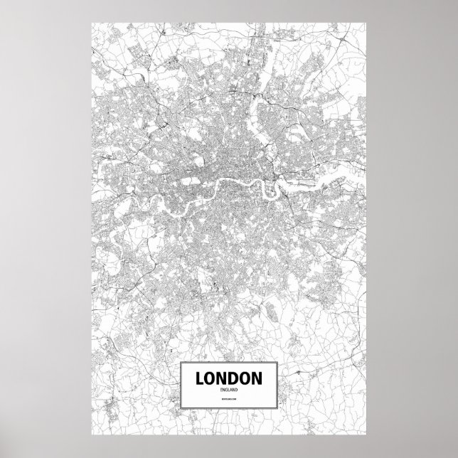 Póster Londres, Inglaterra (negro sobre blanco) (Frente)