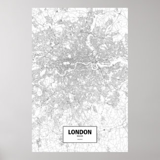 Póster Londres, Inglaterra (negro sobre blanco)