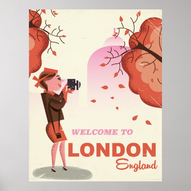 Póster Londres, Inglaterra poster de viajes de la época (Frente)