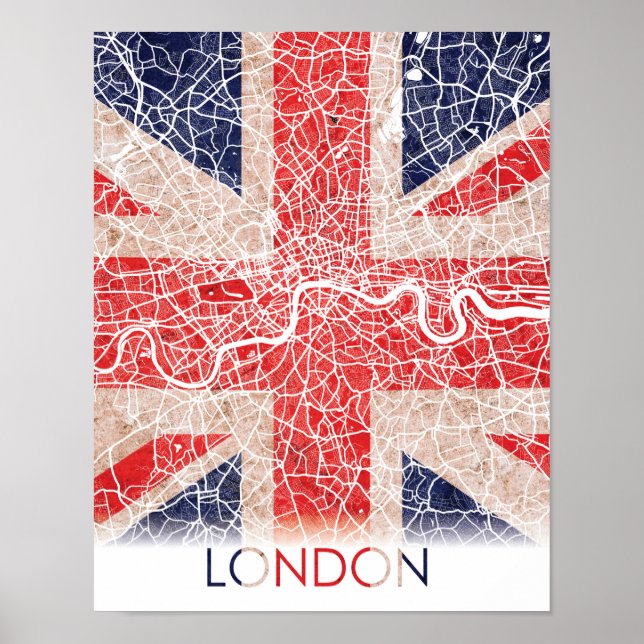 Póster Londres Inglaterra Reino Unido Bandera Reino Unido (Frente)