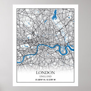 Póster Londres Inglaterra Reino Unido City Map Travel