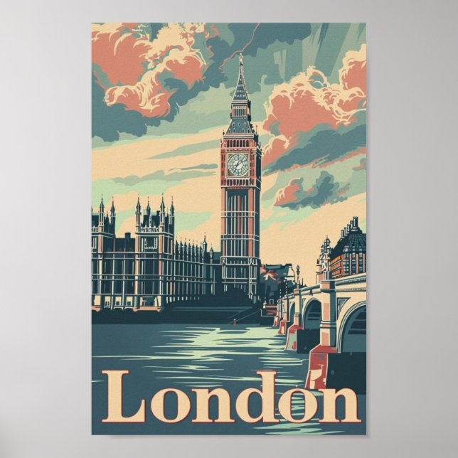 Póster Londres Inglaterra Reino Unido Famoso lugar de via (Frente)