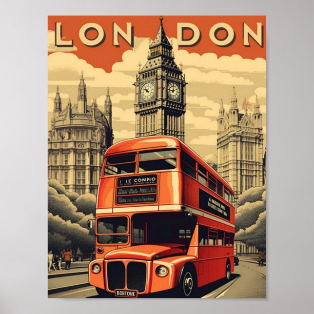 Póster Londres Inglaterra Reino Unido Famoso Travel Place (Frente)
