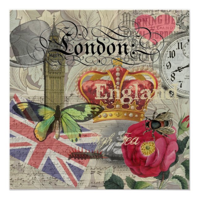 Póster Londres Inglaterra Viaje Viaje Arte Viejo Europa (Anverso)