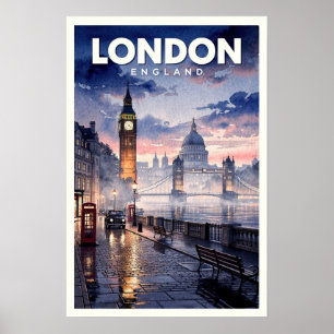 Póster Londres Inglaterra Viaje Vintage