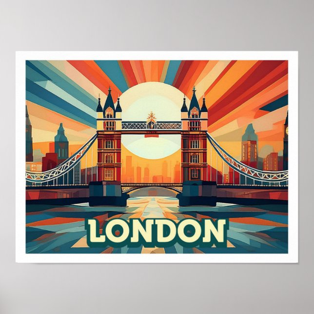 Póster Londres Inglaterra Viajes artísticos coloridos (Frente)