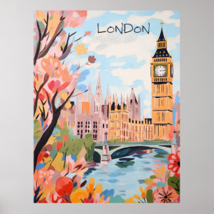 Póster Londres Inglaterra Viajes Ciudad Pintura Estética