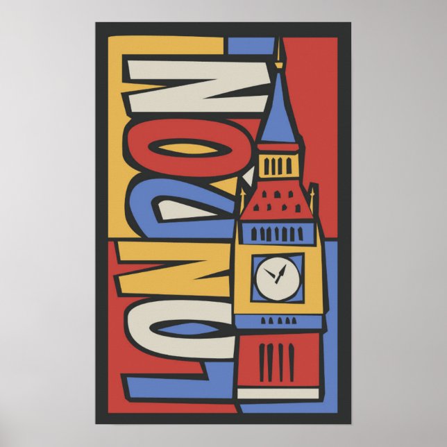 Póster Londres, Inglaterra | Vibrante Diseño De La Mano (Frente)