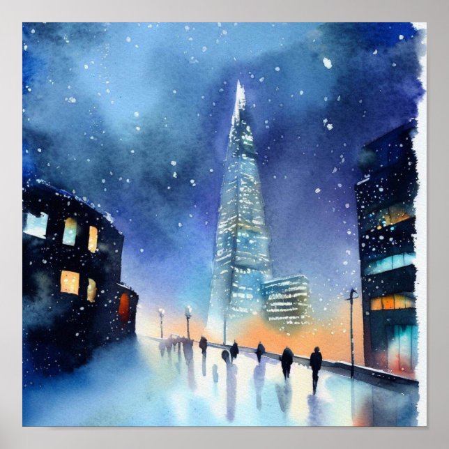 Póster Londres-La Barba (B), acuarela (Frente)