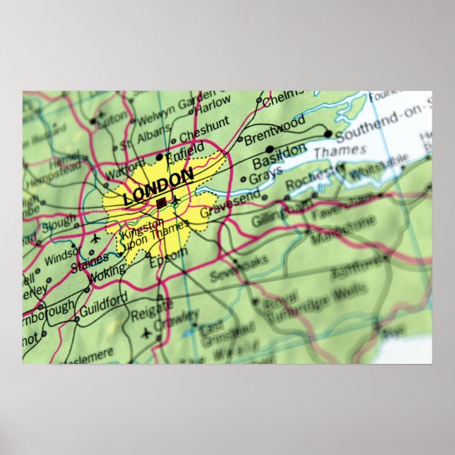 Póster Londres, mapa de la calle de Inglaterra (Frente)