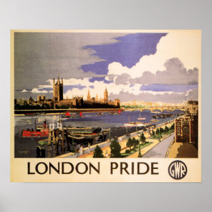 Póster LONDRES ORIDE GWR Gran Ferrocarril Oeste Viejo