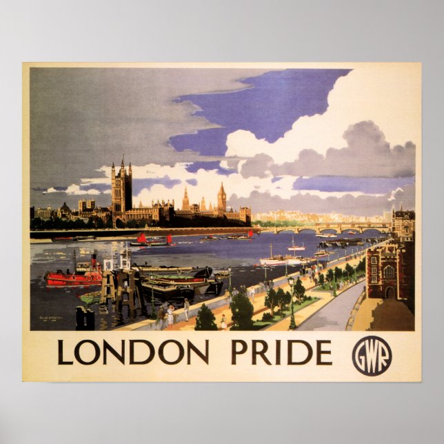 Póster LONDRES ORIDE GWR Gran Ferrocarril Oeste Viejo (Frente)