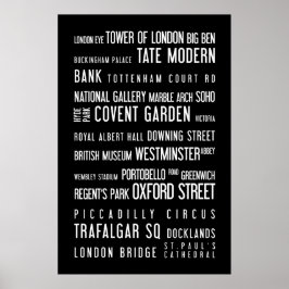 Póster Londres - poster tipográfico, blanco y negro