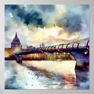 Póster Londres - Puente del Milenio de Londres (A), acuar
