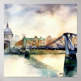 Póster Londres - Puente del Milenio de Londres (C), acuar