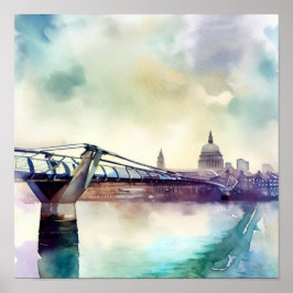 Póster Londres - Puente del Milenio de Londres (D), acuar