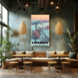 Póster Londres: Skyline Arte de Linea Coordenadas y Foto